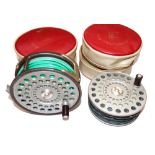 REEL & SPOOL: (2) Hardy St Andrew alloy lightweight salmon fly reel, U shaped line guide stamped