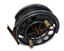 REEL: Fine early Allcock Aerial model 7950/T5 alloy trotting reel, made 1916-25, 4.5" diameter, 1.