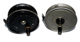 REELS: (2) JW Young Condex 3.5" wide drum alloy fly reel, black bobble finish, fixed check,