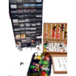 FLY TYING & FLIES: Metal cabinet with 60 small plastic drawers containing a good collection of fly