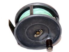 REEL: Hardy Uniqua 3.5" wide drum alloy reel, Dup Mk 2 check, black handle, telephone drum latch,