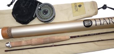 ROD & REEL: (2) Hardy Flyweight 6' 2 piece carbon brook trout fly rod, line rate 2, 9" cork handle