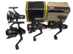 REELS: (5) Collection of 5 Abu Cardinal spinning reels, model 353 with yellow logos, matching box,