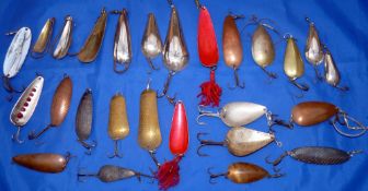 LURES: (25) Collection of early metal Mahseer style lures incl. Farlow, Allcock's Zambesi and