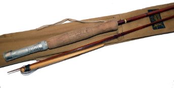 ROD: JS Sharpe of Aberdeen for Farlow 9' 2 piece spliced joint cane fly rod, burgundy whipped