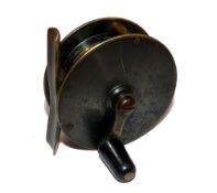 REEL: Early Hardy all brass crank wind winch 2.5" diameter, waisted crank stamped "Hardy's Alnwick",