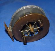 REEL: Rare Dominion Aerial reel with 4.5" diameter ebonite drum, stamped Patent to front flange,