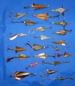 LURES: (22) Collection of early metal spinners lures, 2 x Hearder of Plymouth leaded examples, a