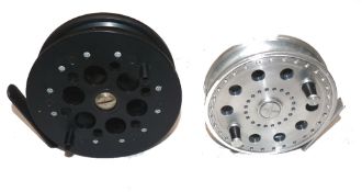 REELS: (2) Scratch built alloy 4" trotting reel, ball bearing drum, ventilated face, engine turned