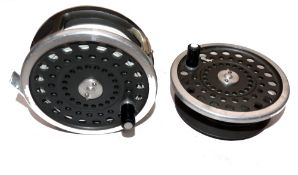 REEL & SPOOL: (2) Hardy Marquis Salmon No.1 alloy fly reel, U shaped line guide, backplate tension