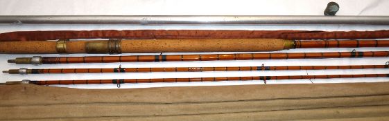 ROD: Farlow of London "The Fife" `5' 3 piece + correct spare tip, split cane salmon fly rod, green