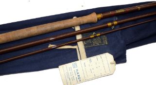 ROD: Hardy Salmon Fly Rod 12'6" 3 piece brown fibalite, line rate 9, low bridge guides, whipped