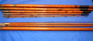 RODS: (2) Rare bamboo Thames style travel roach pole, 7 section up to 31" long, drop rings, black