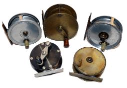 REELS: (5) Patent Centabrake 3" alloy dry fly reel, ivorine handle, central brake adjuster, fixed