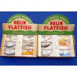 LURES: (Qty) Collection of 24 Helin USA Flat fish plug lures, all new in boxes, sizes LU & XS