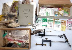 FLY TYING MATERIALS: Veniard boxed salmon fly tying outfit containing vice, materials, varnish and