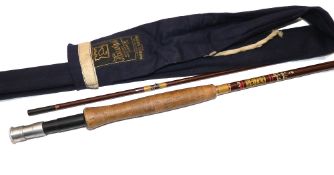 ROD: Hardy Fibalite Perfection 8'9" 3 pce fly rod, line 7, guided whipped green tipped red, keeper