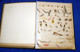 ALBUM: A vintage A4 album containing examples of fly tying feathers, also examples of flies that can