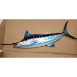 CAST FISH: Pisces replica blue marlin modelled and painted by Len Jones, 18" long, half block