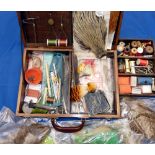 FLY TYING: Portable fly tyer's chest with contents incl. a lever vive with box clamp fitting,