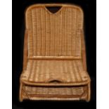 WICKER PUNT SEAT: Fine Thames style early wicker cane folding punt seat, approx. 20" x20" base,