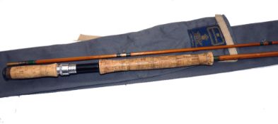 ROD: Fine late Hardy Reservoir Palakona Rod, 9'6" 2 piece split cane, post numbered, line rate 7, no