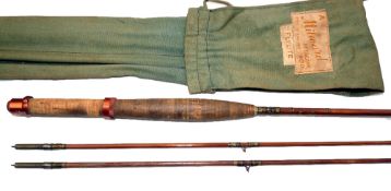 ROD: Rare Milward Flylite 7' 2 piece with correct spare tip, split cane trout brook rod, No.22120,