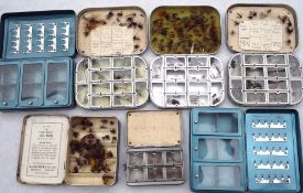 FLY BOXES: (7) Collection of 3 x Wheatley 12 compartment alloy dry fly boxes, each containing