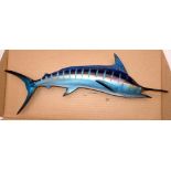 CAST FISH: Pisces replica blue marlin modelled and painted by Len Jones, 18" long, half block