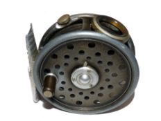 REEL: Rare Hardy St George Junior alloy trout fly reel, 3 screw drum latch, black handle, rim