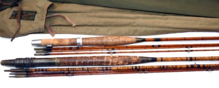 RODS: (2) Pair of Ogden Smith cane trout fly rods, incl. an 8'6" 3 piece split cane rod, green close
