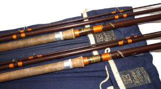 RODS: (2) Pair of Hardy Matchmaker 12' fibalite float rods, orange whipped guided, cork handles,