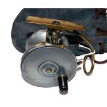 REEL: Malloch of Perth 3.25" alloy patent side casting reel, horn handle, Malloch logo to face,