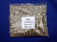 SWIVELS: 1000 stainless free run swivels size 6, unused in trade pack.