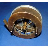 REEL: Allcock's Aerial  reel with early ebonite drum 4.5" diameter, 1 1/8" between plates, Patent