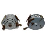 REEL: Rare Dingley 6" alloy big game reel, ventilated face plate, central brass brake screw knob,