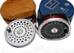 REEL & SPOOL: (2) Hardy Marquis 8/9 alloy fly fishing reel, 2 screw latch, U shaped line guide,