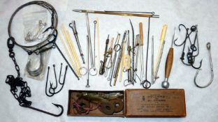 ACCESSORIES: Collection of old disgorgers in bone, ivorine and metal, some Regd design examples,