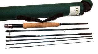 ROD: Orvis Frequent Flyer 8'6" 7 piece Mid Flex carbon trout fly rod, line weight 5, green carbon