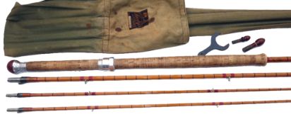 ROD: Hardy the Wye 12'6" 3 pcs plus correct spare tip Palakona salmon fly rod, No H 4102, burgundy