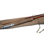 ROD: JS Sharpe of Aberdeen The Scotty 9' 2 piece spliced joint cane fly rod, burgundy whipped