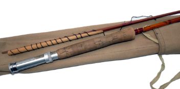 ROD: JS Sharpe of Aberdeen The Scotty 9' 2 piece spliced joint cane fly rod, burgundy whipped