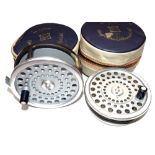 REEL & SPOOL: (2) Hardy Marquis Salmon No.1 alloy fly reel in as new condition, new shaped line