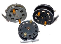 REELS: (3) Early WR Products Speedia 4" narrow drum trotting reel, twin amber handles, button