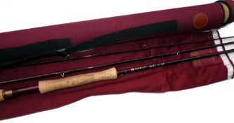 ROD: Hardy "The Swift" 9'6" 3 piece carbon trout fly rod, line rate 7, cork handle with 1"