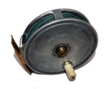 REEL: Scarce Carter South Molton St, London 3.5" narrow drum dry fly reel, ivorine handle, brass