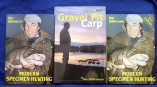 Three Jim Gibbinson signed books - "Modern Specimen Hunting" 1983 1st ed, H/b, D/j, "Modern Specimen