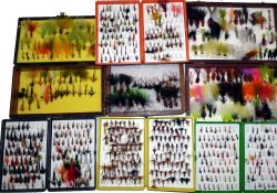 FLIES 7 BOXES: (QTY) Collection of hundreds of trout flies and lures including nymphs, buzzers,