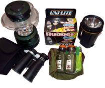 ACCESSORIES: Pair of Waterproof Field Binoculars, 10 x42 with lens caps n case, a portable battery