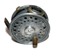 REEL: Hardy St George 3" alloy trout fly reel, good smoke agate line guide, 2 screw latch, brown